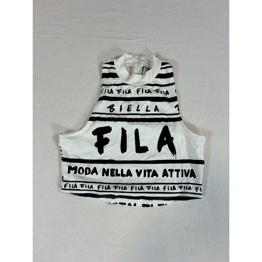 FILA Biella Italia Crop Top White Graphic Nineteen Eleven The Original Icon XS